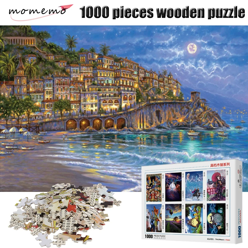 

MOMEMO Adults 1000 Pieces Jigsaw Puzzle Romantic Night Figure Wooden 1000 Pieces Puzzles Assembling Toys Gifts Home Decoration