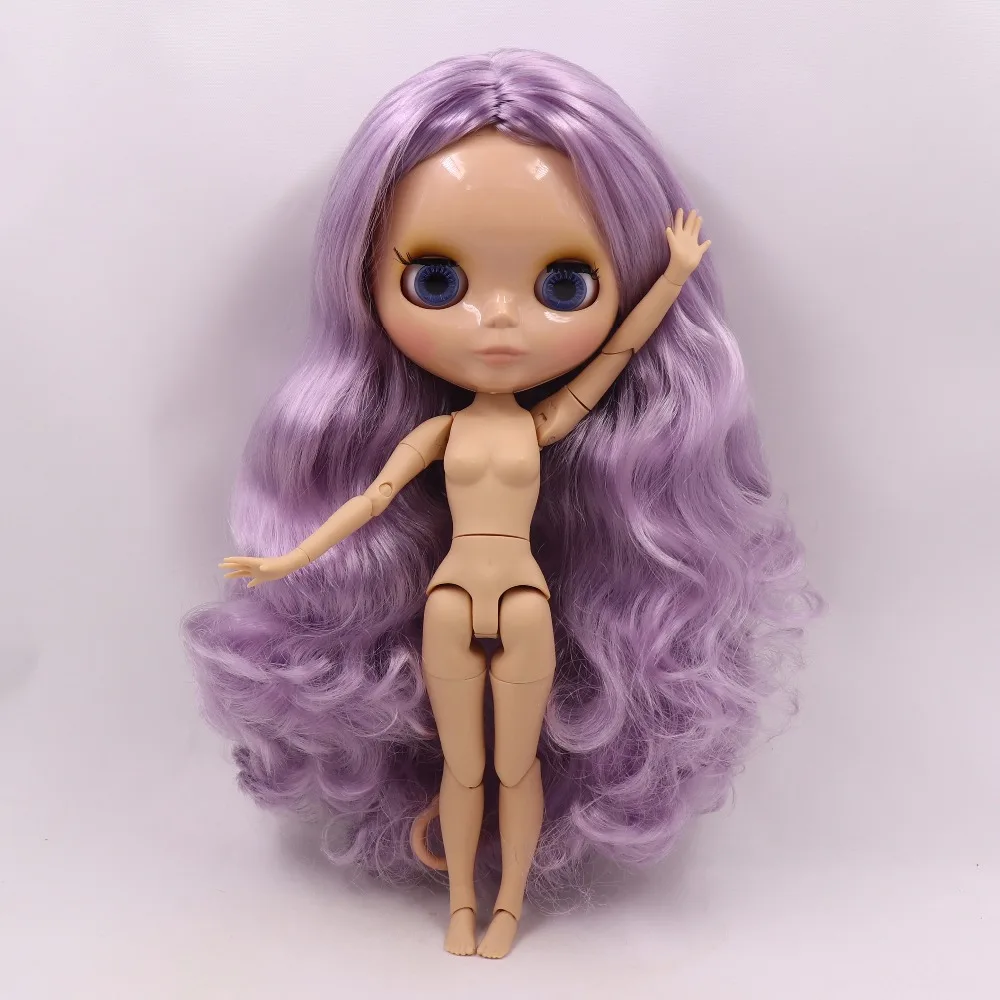 Neo Blythe Doll with Purple Hair, Tan Skin, Shiny Cute Face & Custom Jointed Body 5