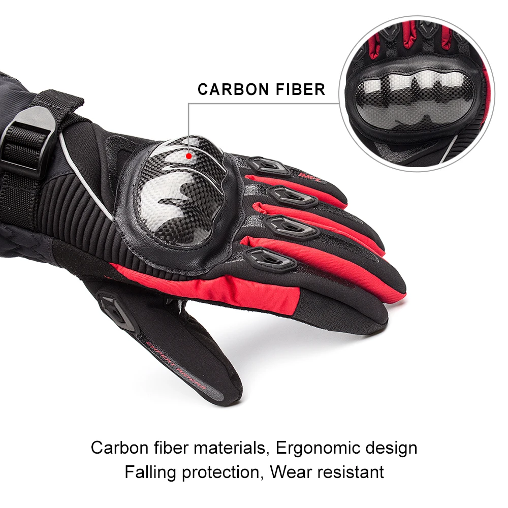 Углеродного волокна moto rcycle перчатки теплые ветрозащитные носимых Водонепроницаемый защитные перчатки Guantes moto Luvas де moto luva moto queiro