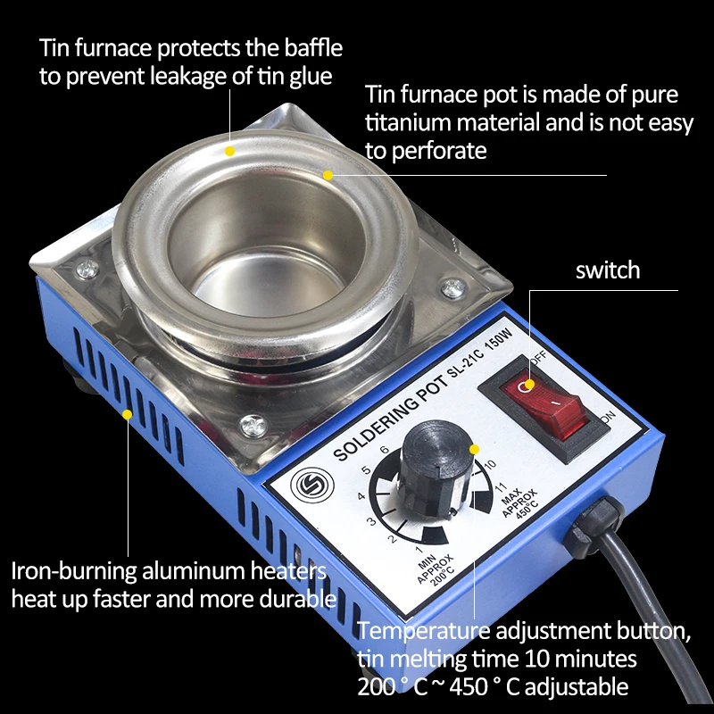 SL-21C 100 Вт 50mm500g емкость цифровой термостат свинцовый горшок из титанового сплава пайки 110 В 220 В