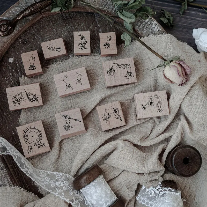 

Vintage gestures series wood stamp DIY craft wooden rubber stamps for scrapbooking stationery scrapbooking standard stamp