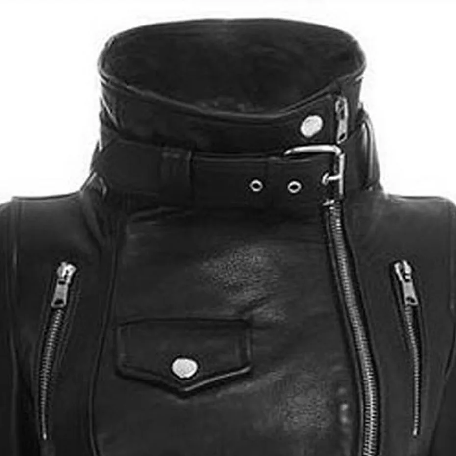 New  Rosetic Gothic Jackets Motorbike Woman Slim PU Leather Coats Steampunk Moto Streetwear Rock Style M