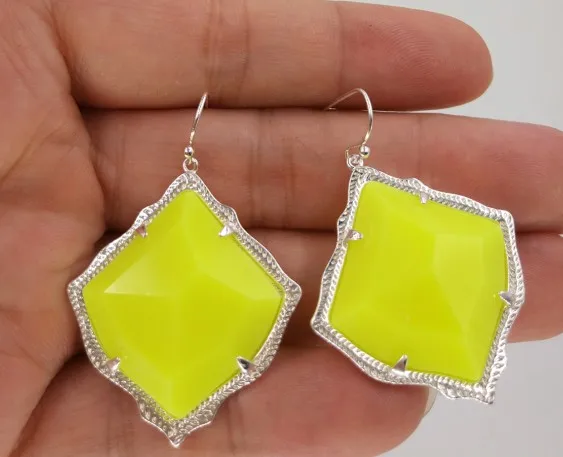 Новые женские серьги подвески с желтым камнем Rhombus Neno|Серьги-подвески| |