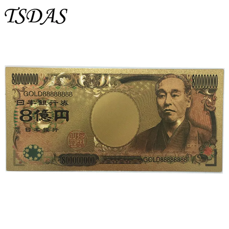 999 Позолоченные Красочные банкноты Япония 800 миллионов иен Билла Fukuzawa Yoshi Золотая сувенирная банкнота подарки