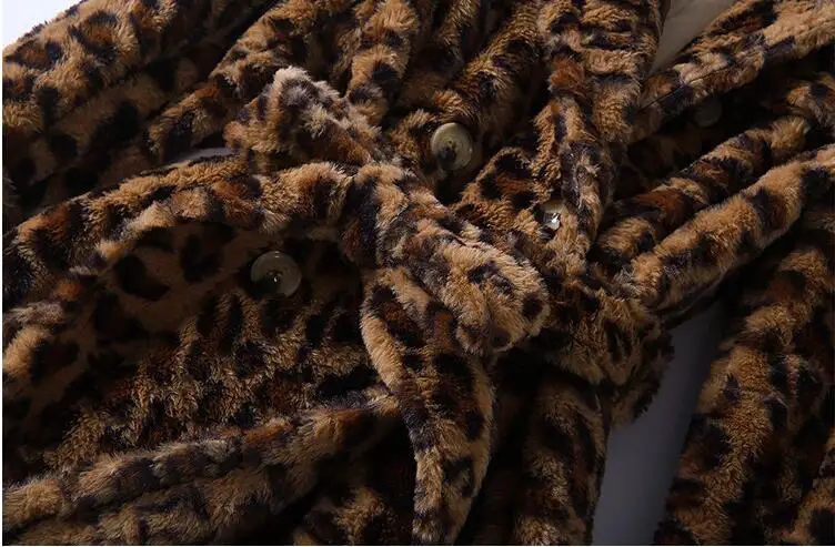 2019 Autumn winter women's leopard coat Chic soft warmth belt overcoat D953