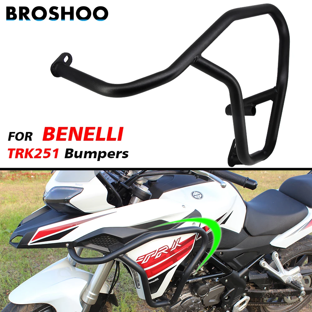 

BROSHOO 1 Pair Motorcycle Engine Bumper Guard Crash Bars Protector Steel Styling For Benelli TRK251 Bumpers Safty Accessories