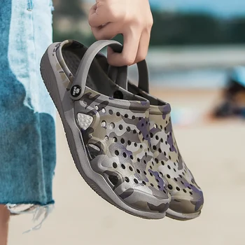 2019 New Arrival Men's Clogs Summer Shoes Men Slippers Breathable Non-slip Mules Male Garden Shoes Casual Beach Sandals