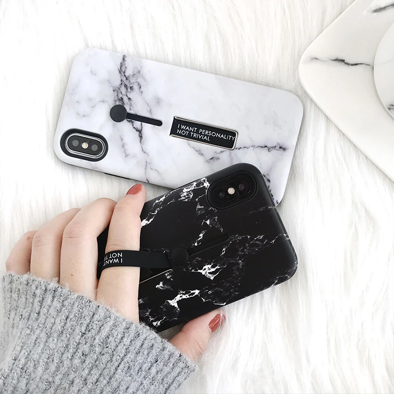

Marble pattern shockproof silicone case for iphone XS Max X XR XS Ring Grip case for iphone 6 6s 7 8 plus Hide Stand Holder