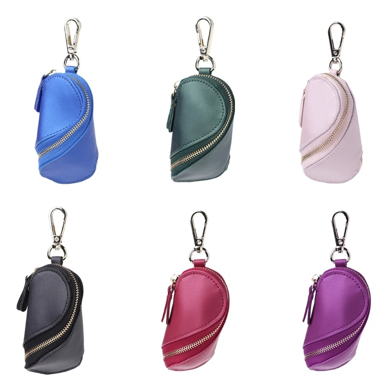 

THINKTHENDO Fashion Women Men Unisex Zipper Car Key Holder Case Bag Keychain Leather Mini Stainless Steel Hook Long Chain Holder