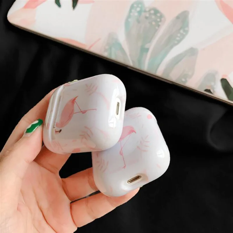 Элегантный Фламинго чехол для Apple Airpods 1,2 беспроводной Bluetooth наушники защитный чехол для Airpods гарнитура Аксессуары# E0