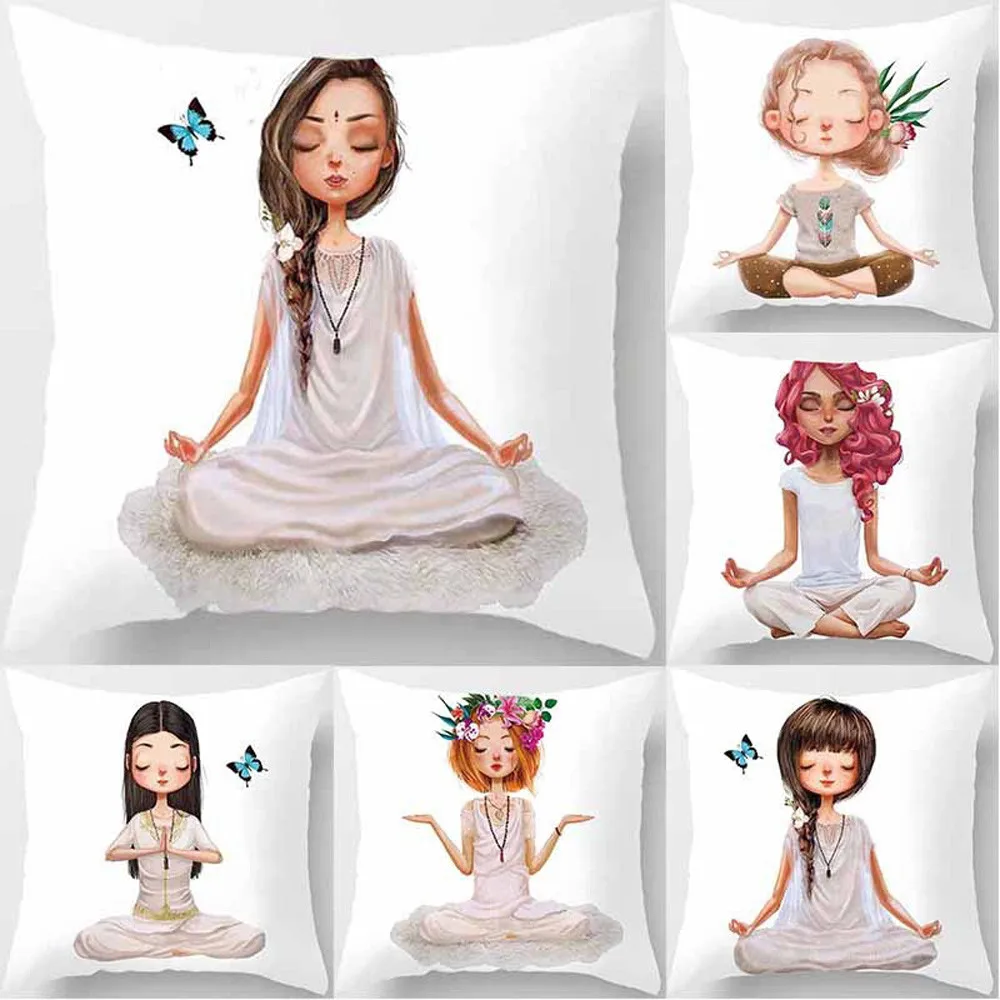 

Yoga Meditation Pillowcase Decoration Car Sofa Cushion Cover Waist Cushion pillow covers decorative vintage