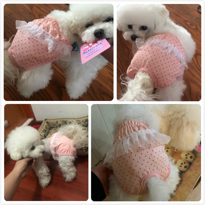 Dog Nappies Dog Diapers Pet Diapers Princess Panties For Dogs Pink Cute Cotton Pet Pants Female Girl Cat Undearwear Diaper Pants Physiological Sanitary Accessories