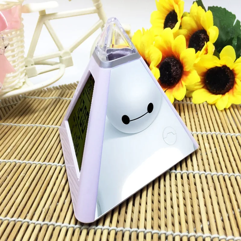 Большой Герой 6 Triangulo будильник Hiro Hamada Пирамида цифровой будильник Baymax часы Fred reloj despertador васаби часы - Цвет: 03