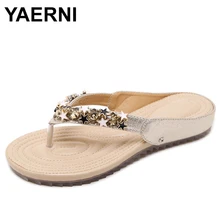 YAERNI/Летняя женская обувь; модные шлепанцы с мягкой подошвой для отдыха; женские шлепанцы; женская пляжная Летняя обувь на плоской подошве размера плюс