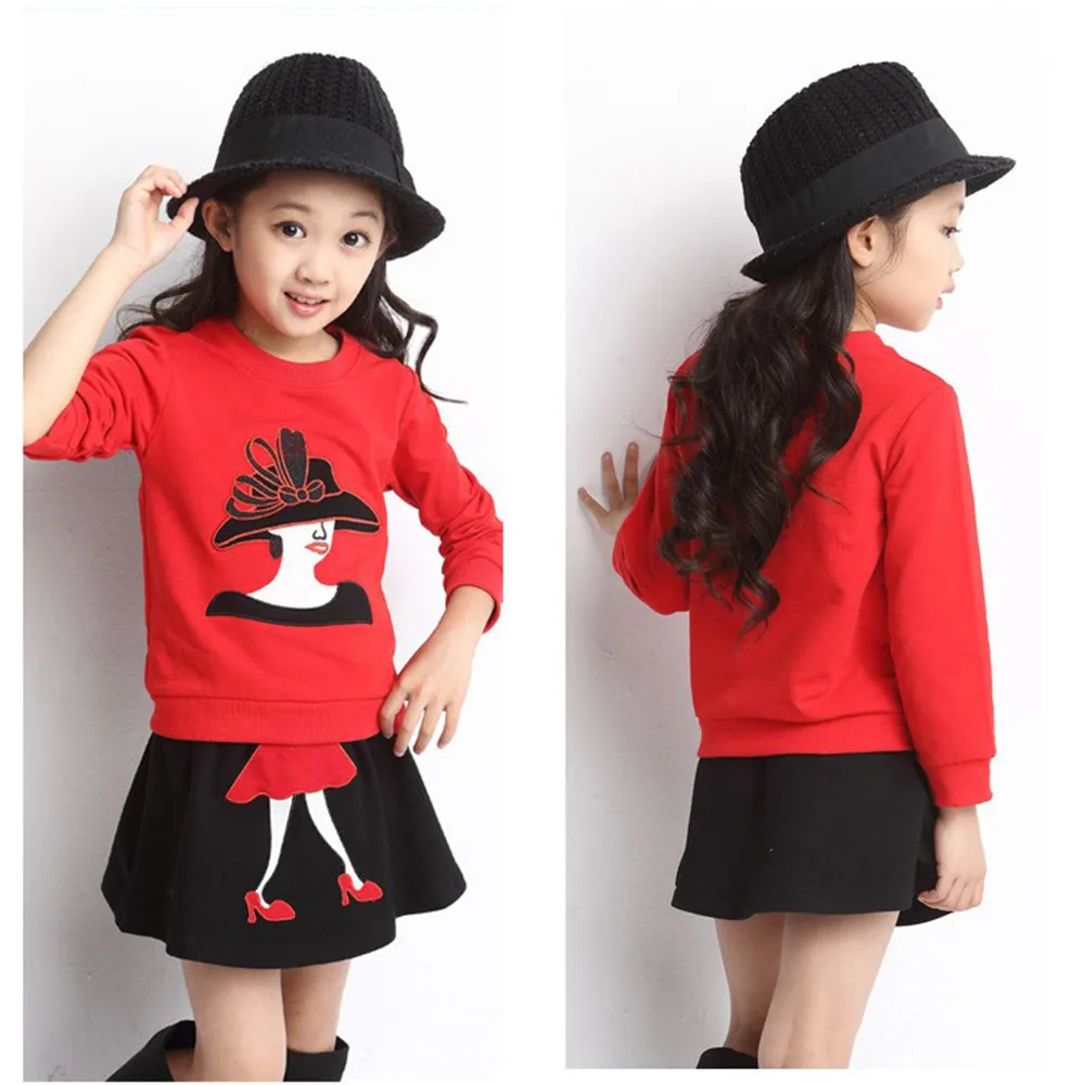 Autumn Toddler Girls Clothing Set Kids 2Pcs Suit Top Coat+Skirt Girls Long Sleeve Winter Outfit Christmas Clothes