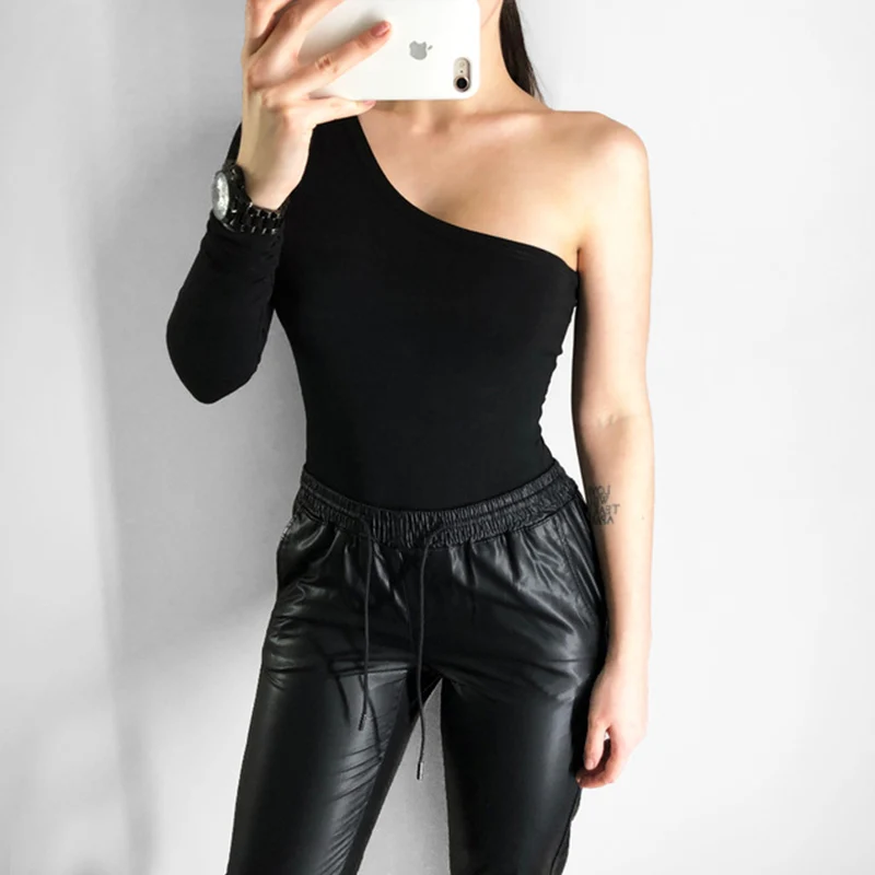 Wixra 2019 جديد حار الربيع الخريف إمرأة ملابس داخلية واحدة الكتف مثير الصلبة العصرية Playsuits للنساء Wixra 2019 جديد حار الربيع الخريف إمرأة ملابس داخلية واحدة الكتف مثير الصلبة العصرية Playsuits للنساء