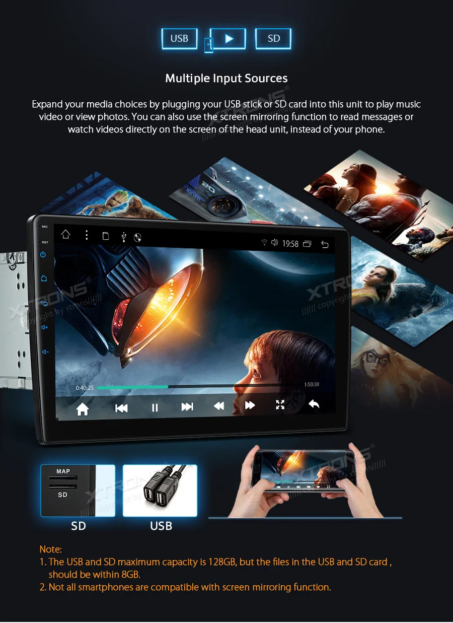 Excellent XTRONS 2 Din Universal 10.1" Android 8.1 Radio Rotatable Face Panel 2.5D Curved Screen Car Stereo DVD Player GPS OBD WiFi FM DAB 14 Excellent XTRONS 2 Din Universal 10.1" Android 8.1 Radio Rotatable Face Panel 2.5D Curved Screen Car Stereo DVD Player GPS OBD WiFi FM DAB 14