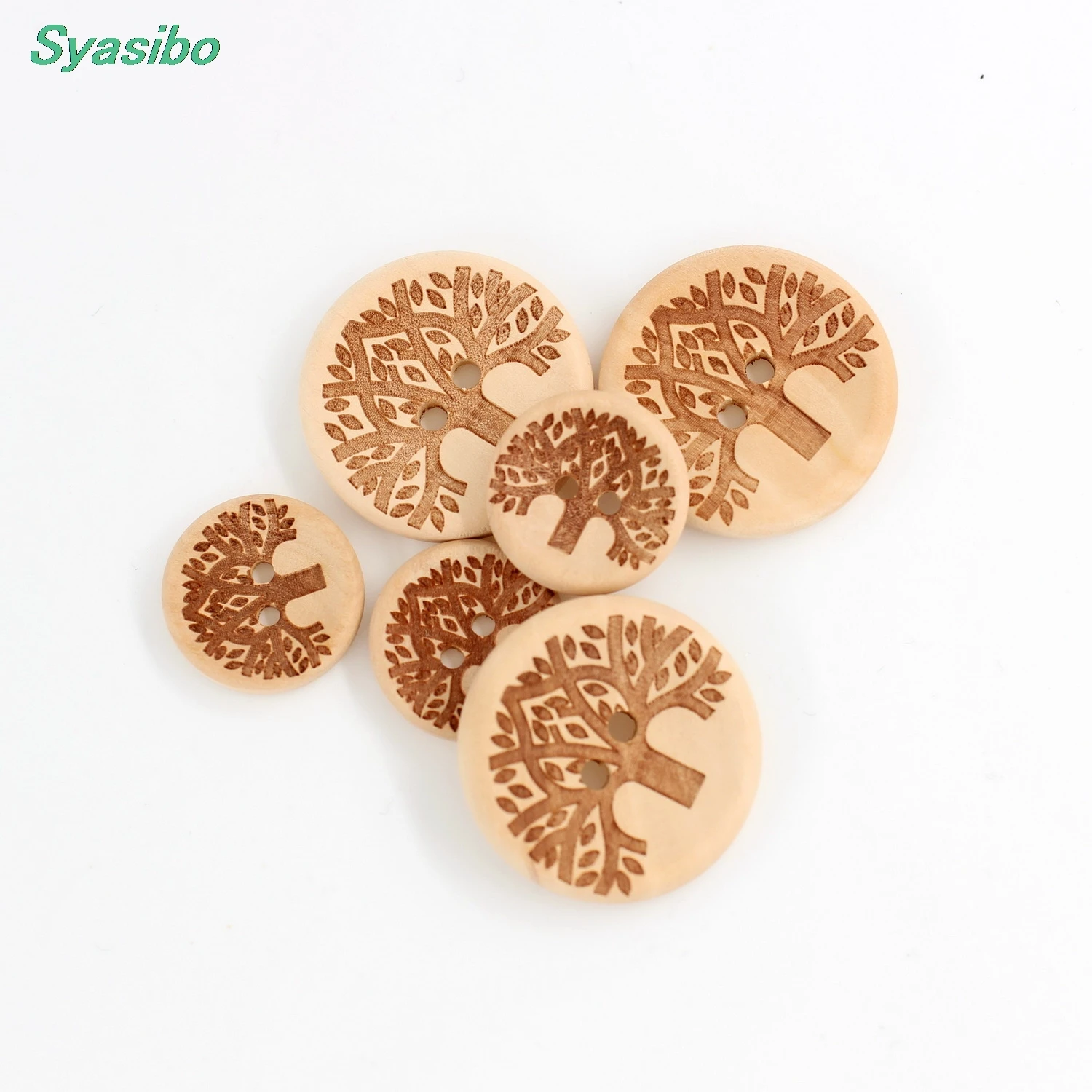 

(20pcs each) 20mm & 30mm Natural Wooden Button Tree Engraved Sewing Buttons Party Deco-AD0159