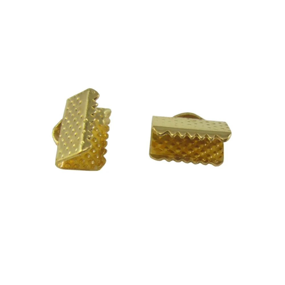 200pcs of 10mm Gold Tone Fastener Clasps Textured Crimp End Clamps Claw