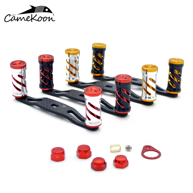 

CAMEKOON Carbon Fiber Handle Double Aluminum Knob 95mm/105mm Optional Length Replacement Grips Accessories for Baitcasting Reel