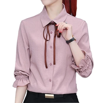 

Good Fashion Lady White Chiffon Blouses Size S-2XL New Model Office Women Casual Design Blouses 2018 OL Clothing