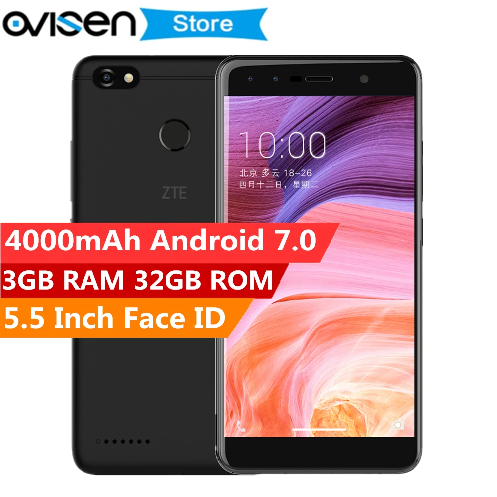 Original ZTE Blade A3 4G LTE Smartphone MTK6737T Quad Core 3GB RAM 32GB ROM Android 7.0 5.5 Inch 13.0MP 4000mAh Mobile Phone | Мобильные