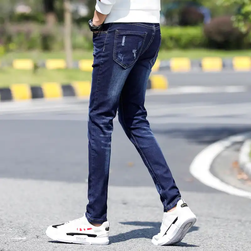 2019 Primavera Las Garras De Gato Hombre Suelo Jeans Moda Juvenil