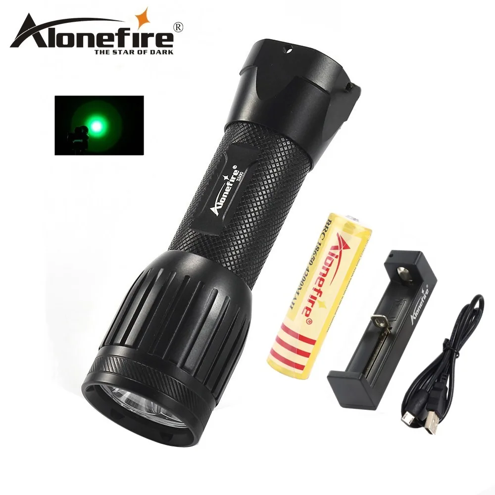 

AloneFire X500 tactical flashlight green led flash light camping led lights led torch For Fishing Hunting Detector