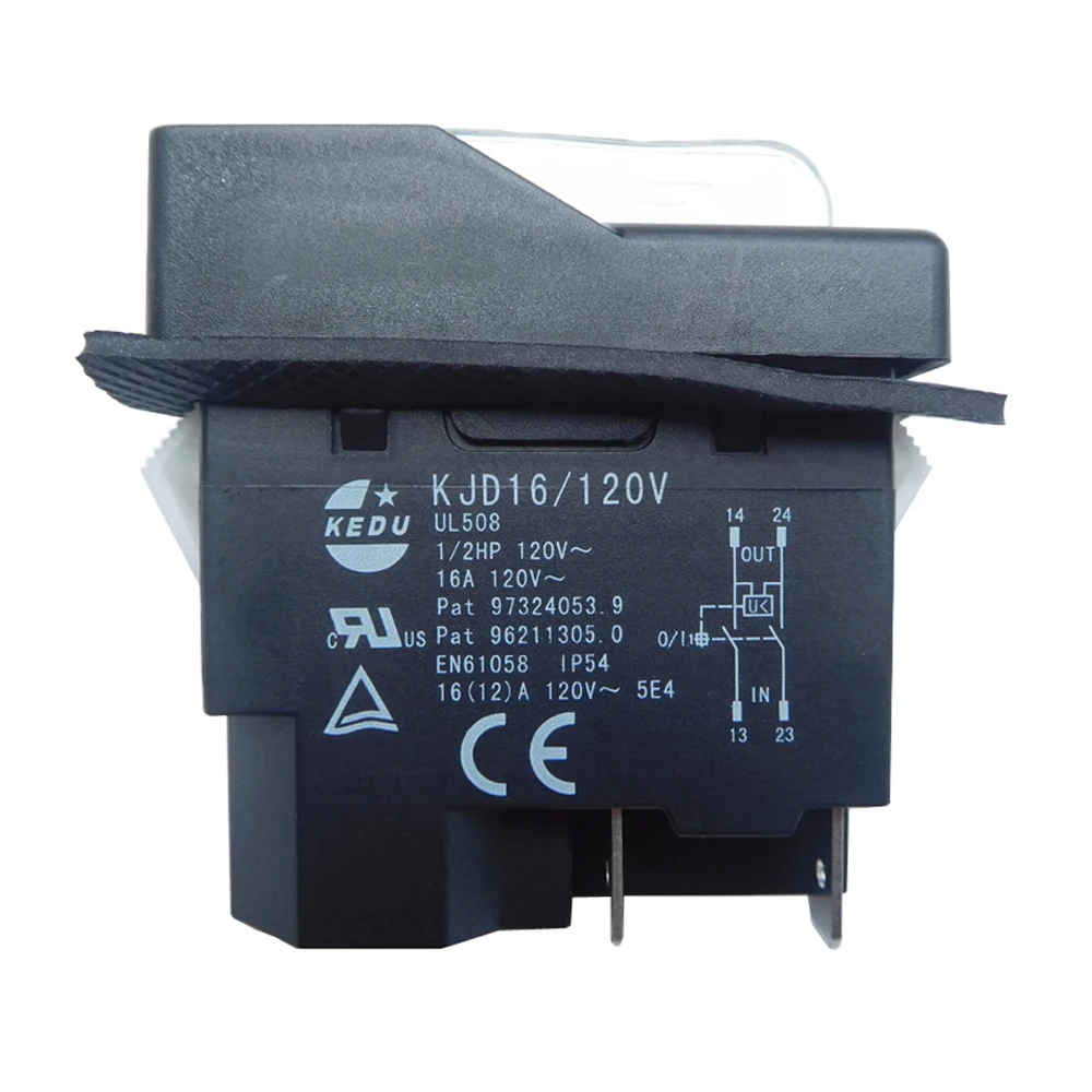 Interruptor basculante electromagnético KJD16, 220V, 120V, 4/5 pines, interruptores de botón pulsador de encendido y apagado, protección de sobrecarga para herramienta eléctrica