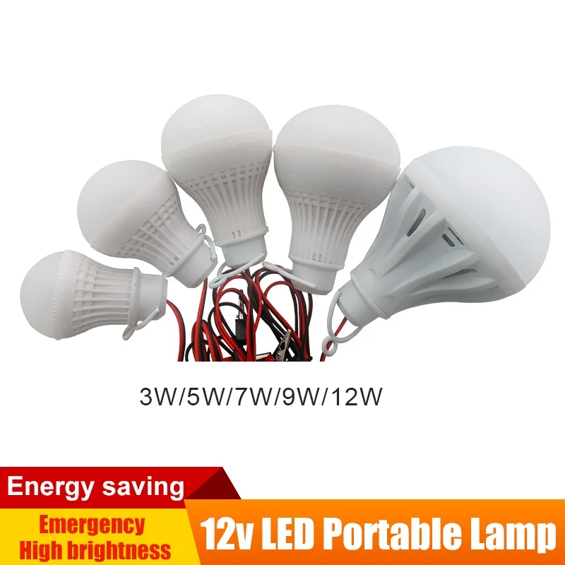 LED Lamp DC 12V Portable Bulb 5W 7W 9W 12W SMD2835 Cold/warm White Outdoor  Camp Tent Night Fishing Hanging Energy-saving lamps