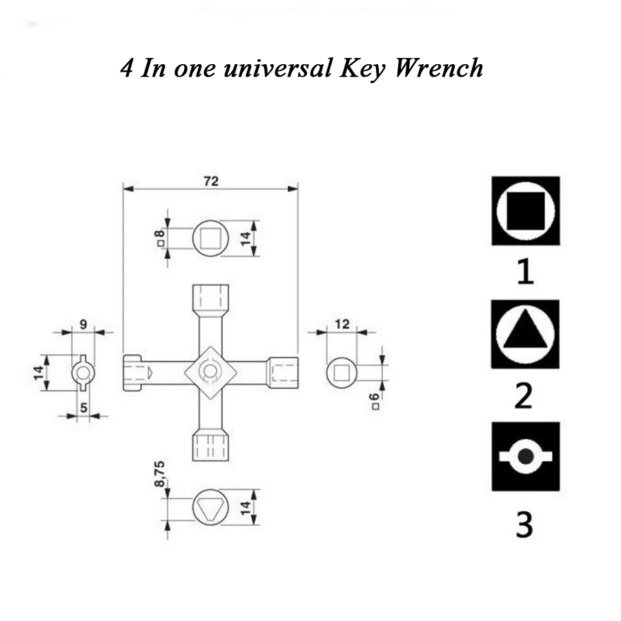 Многофункциональный ключ Крест Треугольник ключ гаечный ключ счетчик воды клапан квадратное отверстие ключ Электрический шкаф