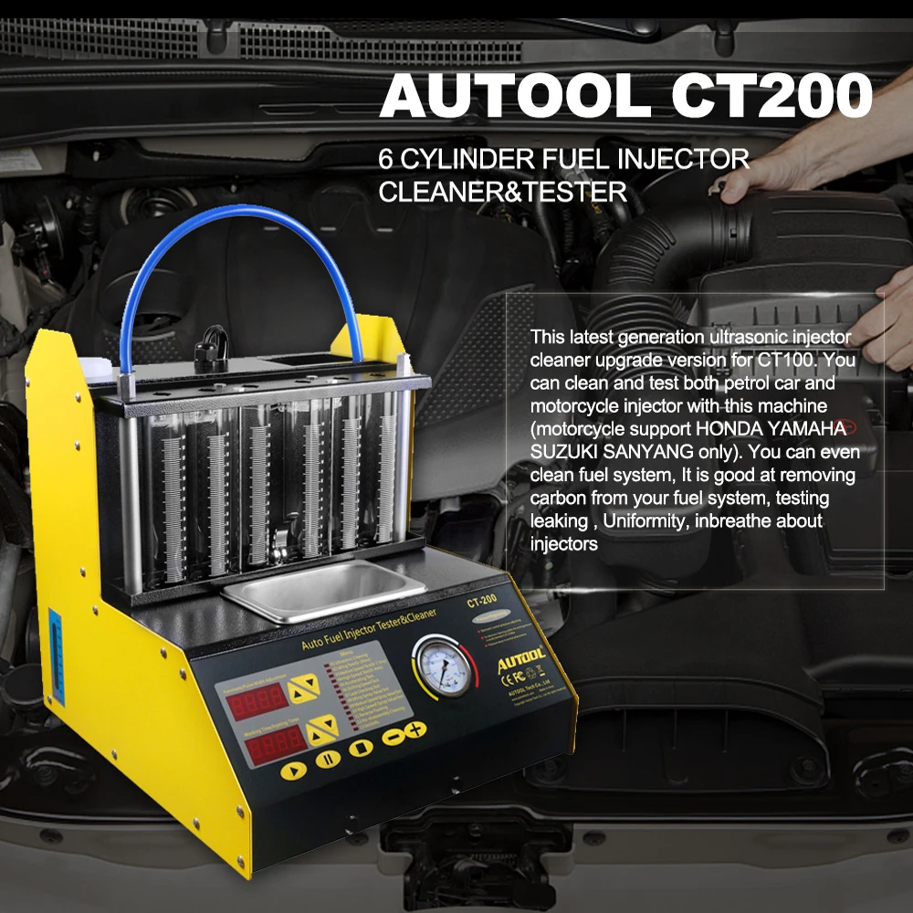 AUTOOL CT 200 автомобиль Топливная форсунка очиститель труб инжекторный тестер 220 В/110