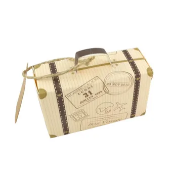 

50pcs/set Packaging Carton Chocolate Box Wedding Gift Box with Card for Event Party Creative Mini Suitcase Design Candy Gift Box