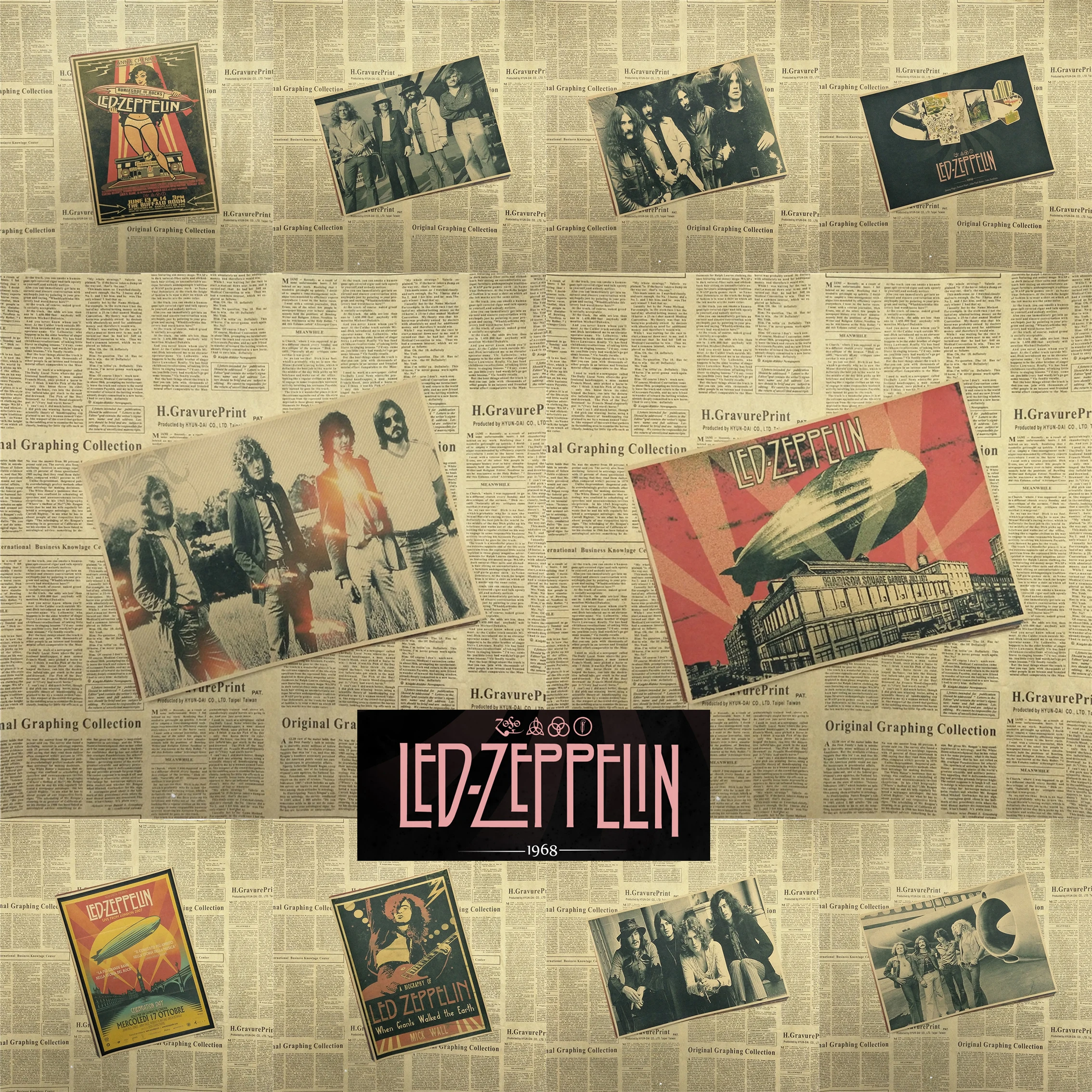 

Vintage Poster Led Zeppelin kraft paper retro rock poster classic old band retro poster 42X30CM