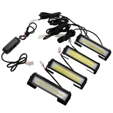 4x High Power 32w Car COB Warning Light Car Styling External Emergency Strobe Light Flash White Lamp
