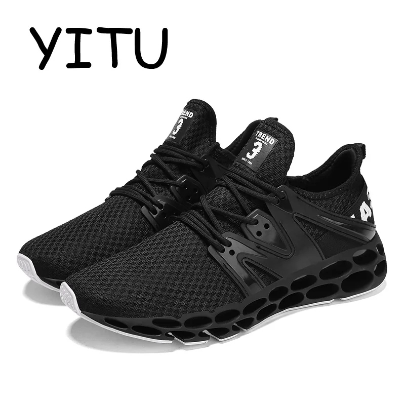 

YITU 2018 Man Outdoor Running Sneakers Summer Breathable Athletic Sneakers Anti-skid Sports Running Shoes Jogging Walking Shoes
