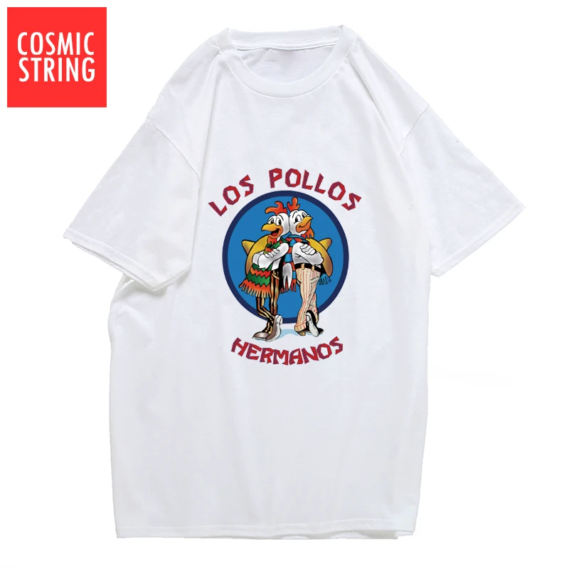 COSMIC STRING/Мужская модная футболка с надписью «Breaking Bad», LOS POLLOS Hermanos, футболка с короткими рукавами с изображением братьев куриц, хипстерские Топы