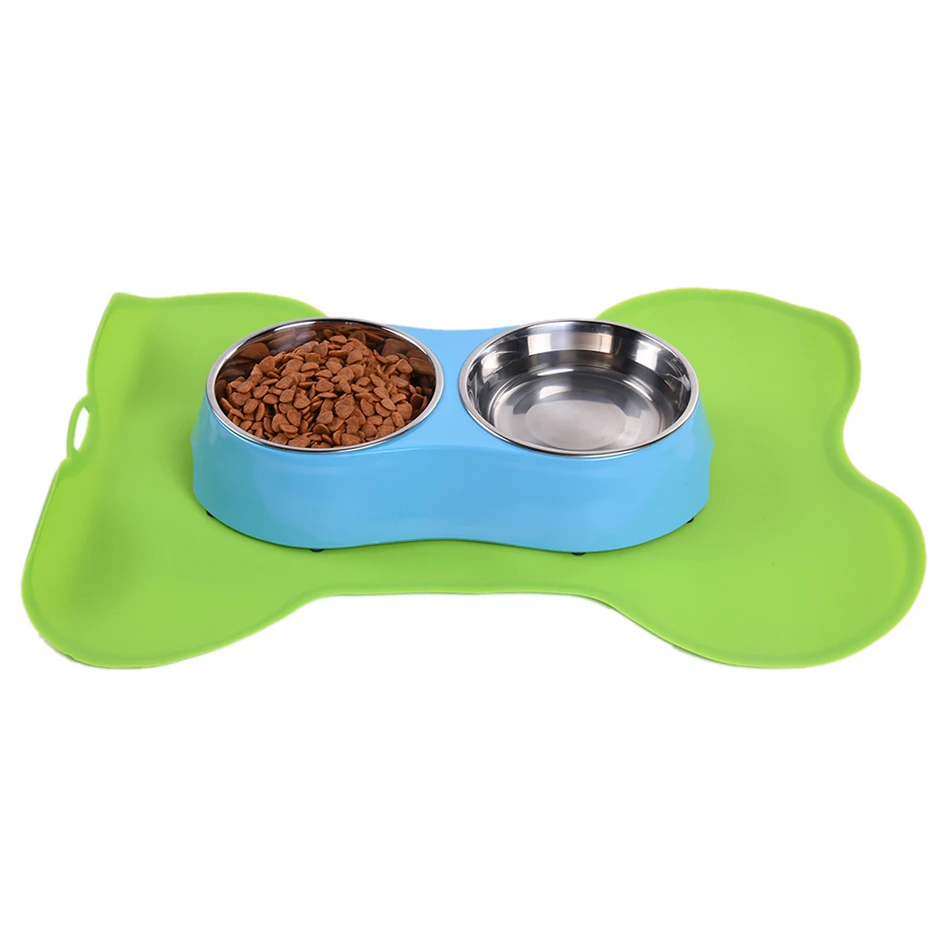 Bone shaped Pet Feeding Mats Silicone Non slip Pet Food Mat Pad Cute