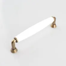 128mm vinatge furniture handles bronze kitchen cabinet pulls knobs 5 white ceramic antique brass dresser cupboard