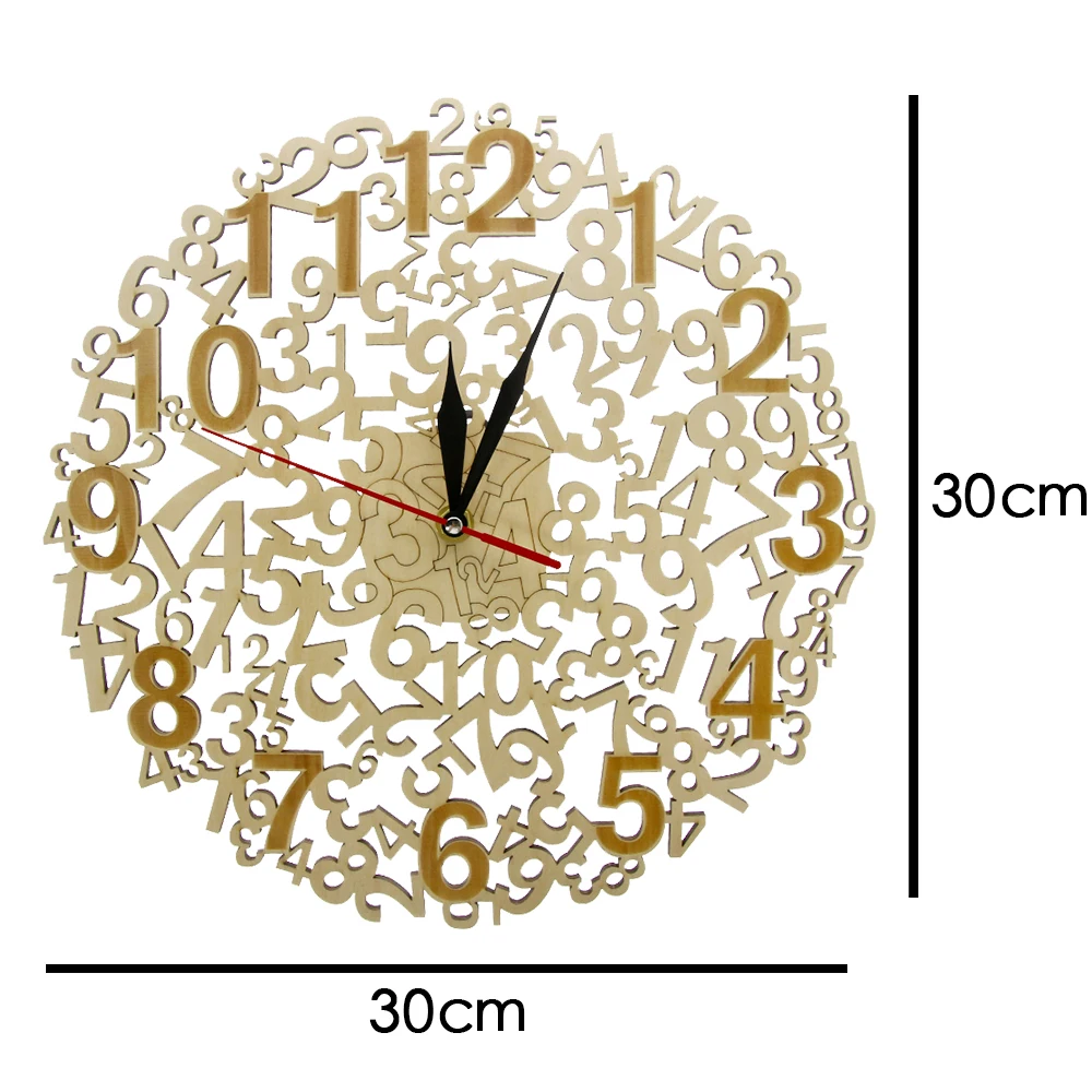 Лазерные большие цифры деревянные настенные часы Современные деревенские часы домашний декор бесшумные настенные часы Висячие настенные часы