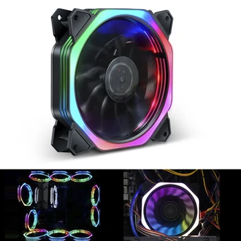 

Hot 120mm Computer PC Case Cooling Fan 7 LED Ultra Silent 12V With Rubber Quiet Molex Connector 3 / 4Pin plug fans Cooler