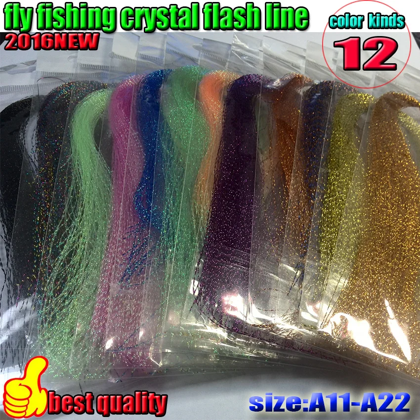 

HOT fly fishing crystal flash line 12color fishing line lure line fly fishing tying material thread 12bag/lot length is 30CM