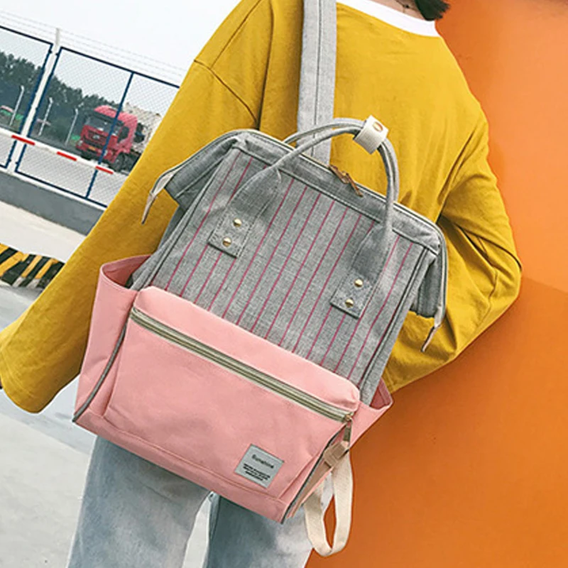 

Women Backpack Patchwork color Striped Bags for Women Kanken Bagpack Large Capacity Travel Book Bag Girls Female Mochila Hot