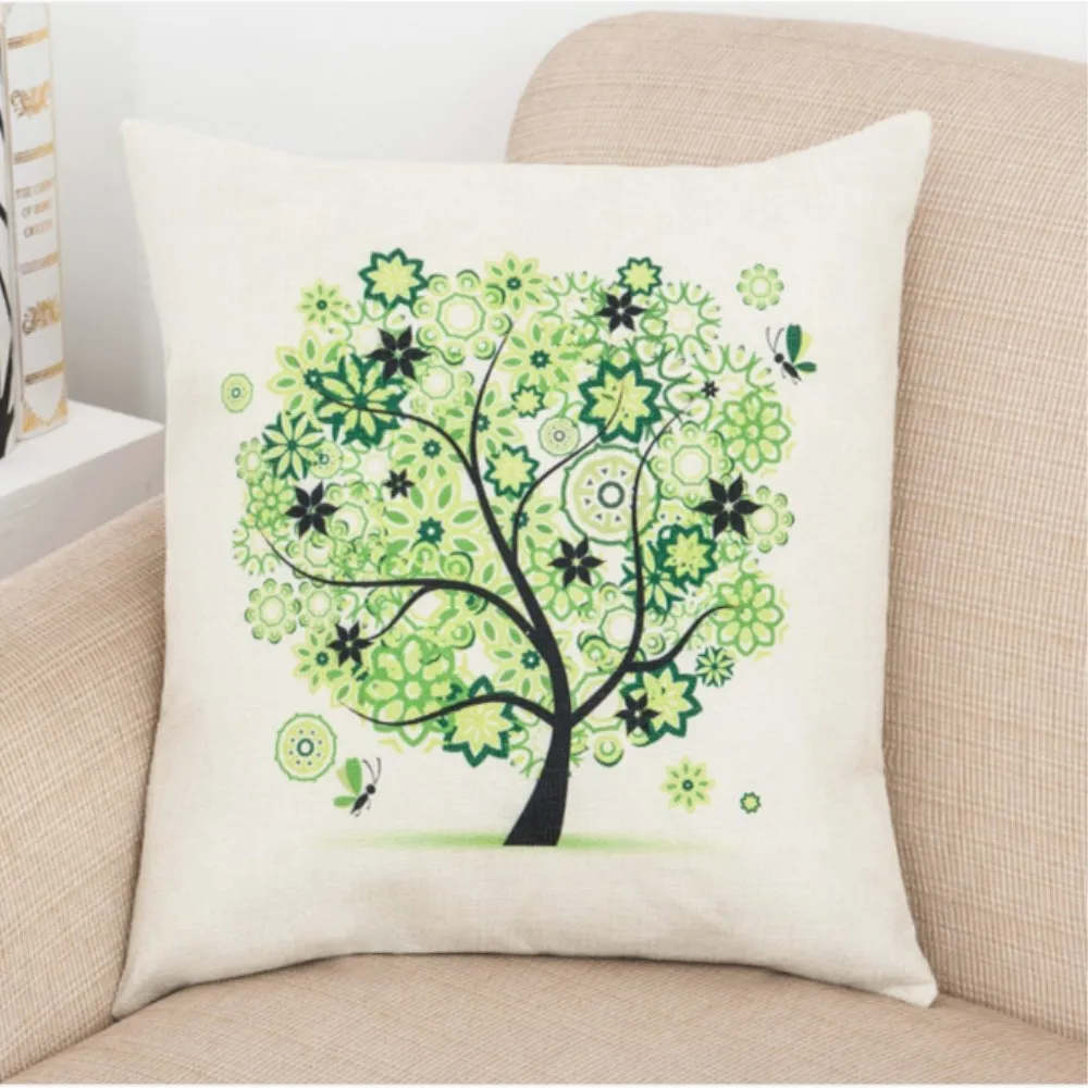 

S.Deng Pillow Case 18*18 Inch Green Tree Pillow Covers Pillowcases Home Decorative Free Shipping