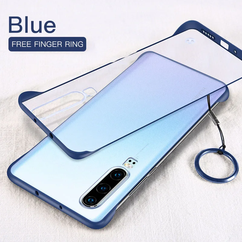 Clear Frameless Case For Huawei P30 P20 Honor 20 Pro Mate 10 View Slim Hard Matte Transparent Cover Ring Nova 5 Lite 10i P Smart