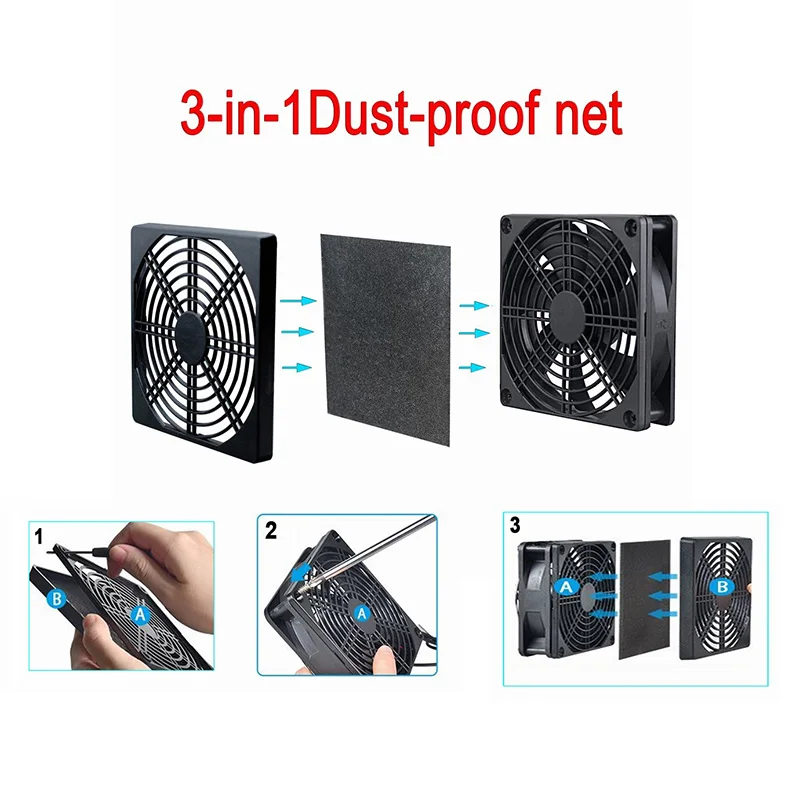 Gdstime-capa Protetora para Ventilador Proteção contra Poeira Filtro de Plástico para pc Tamanhos 40 mm 50 mm 60 mm 80 mm 90 mm 120 mm Ventiladores e resfriadores - Imagem 4