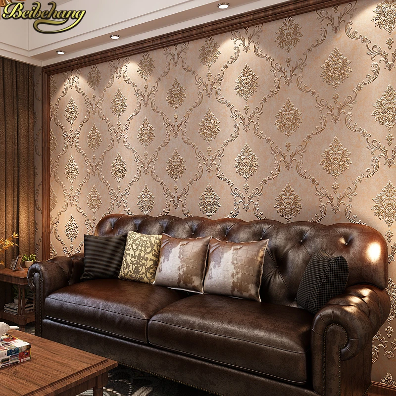 beibehang Precision Damascus wallpaper TV background luxury European wallpaper 3d bedroom living room 3D wall papers home decor