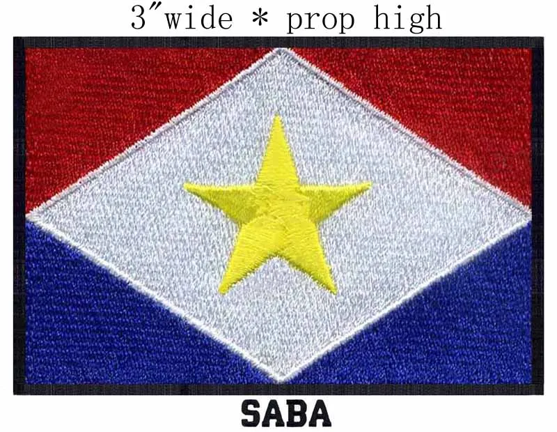 

Флаг Saba, 3 дюйма, широкая вышивка, нашивка для логотиков, железа, декоративные украшения для ropa, artesanatos, аксессуары