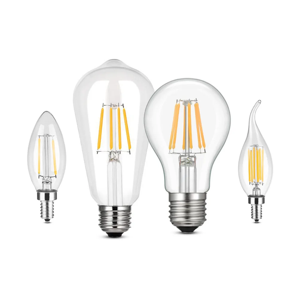 

LED Filament Bulb 220V Retro Vintage Candle Light E27 E14 C35 C35L A60 ST64 Chandelier Replace 20w 40w 60w 80w Incandescent Bulb