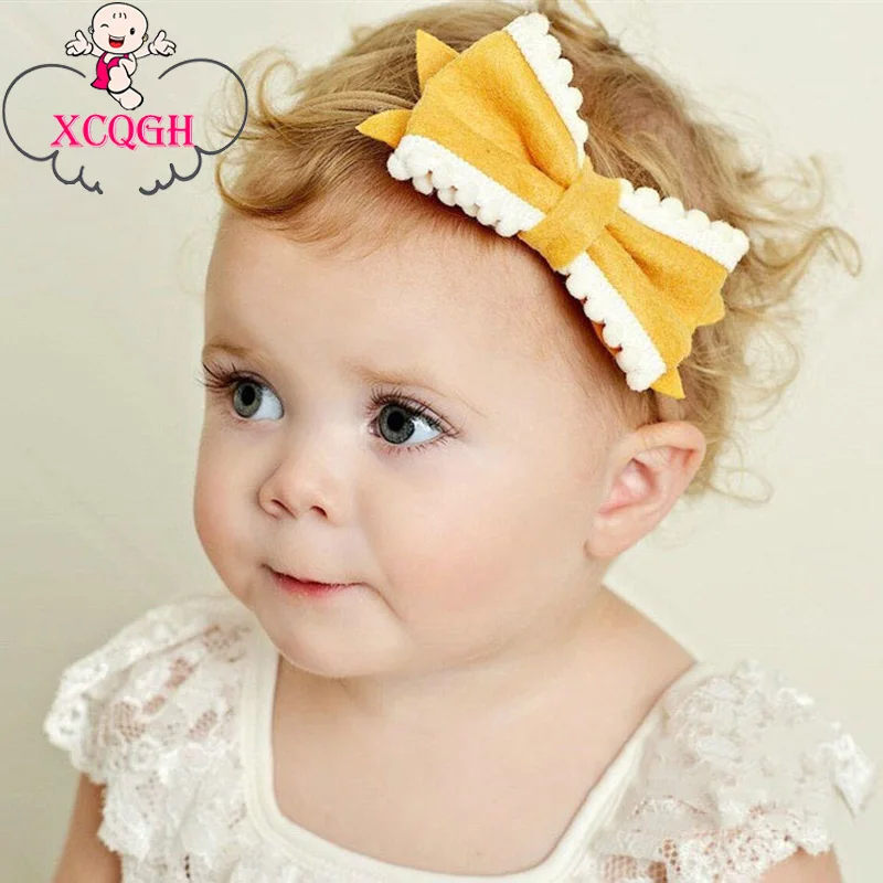 

XCQGH Velvet Bowknot Baby Girls Headbands Newborn Baby Bows Turban Hairbands Elastic Head Band Kids Baby Head-Wrap